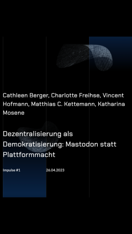 Cover des Beitrages "Dezentralisierung als Demokratisierung: Mastodon statt Plattformmacht" von upgrade democracy. Weiße Schrift auf schwarzem Hintergrund.